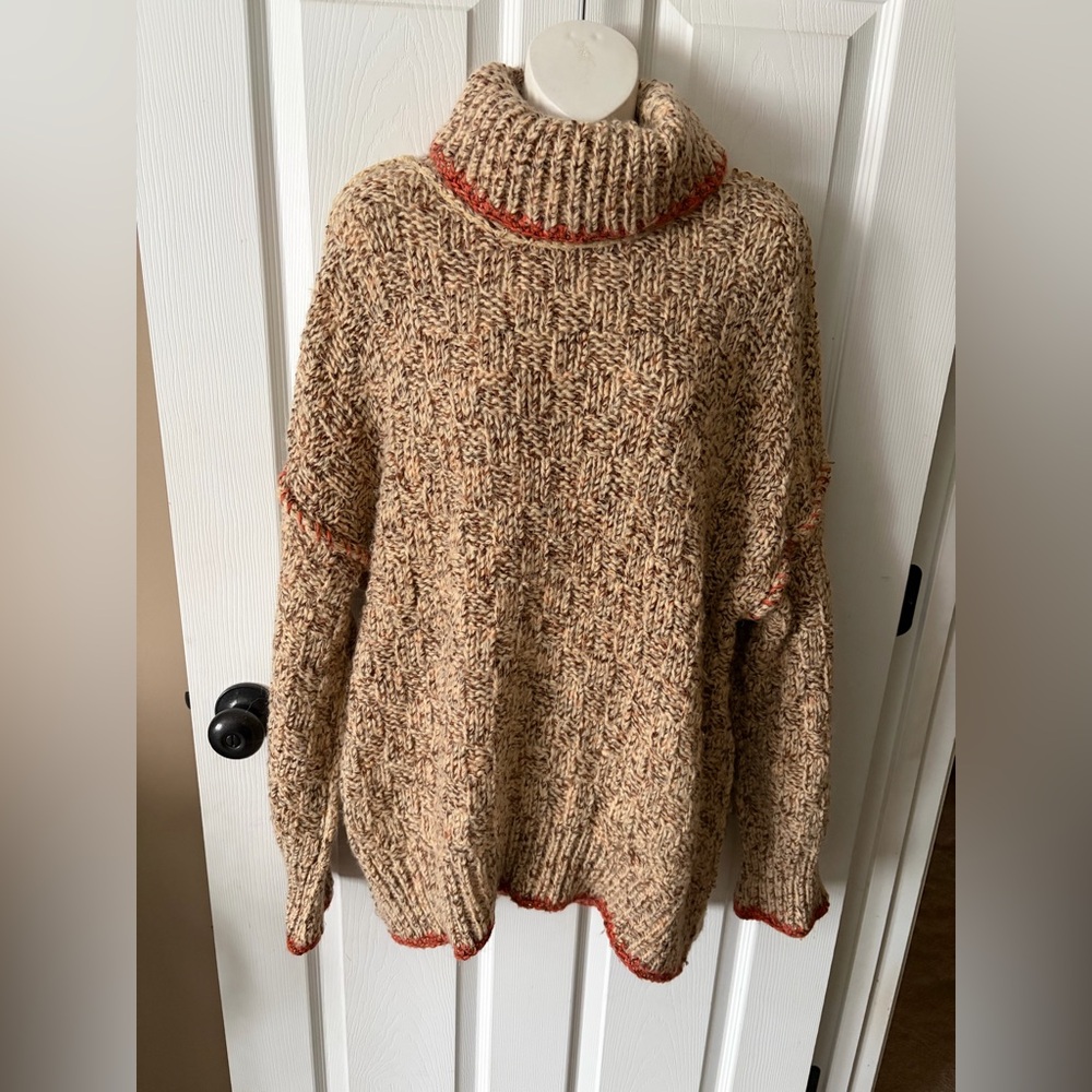 Free People Echo Pullover wool blend Sweater turtleneck in Cream Size Small - Picture 2 of 15